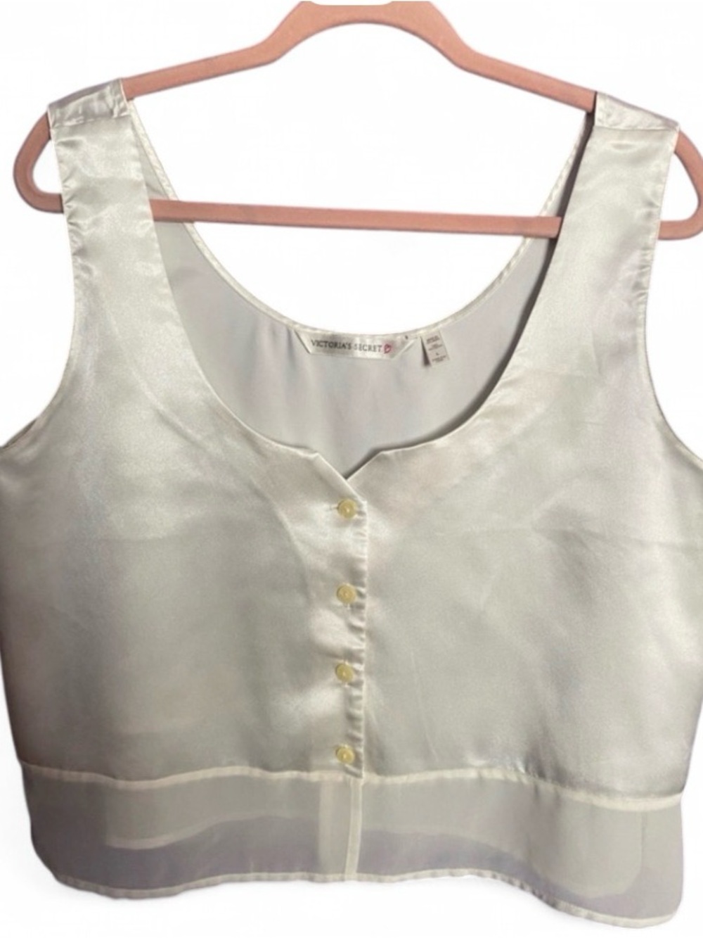 Victoria's Secret Cream Satin Button-Front Camisole